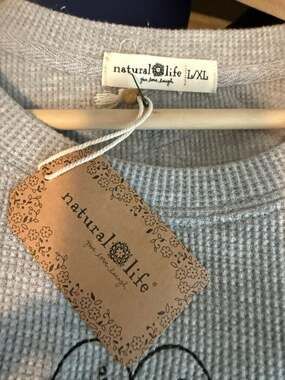 Natural Life Thankful & Grateful Waffle Knit Long Sleeve Top
